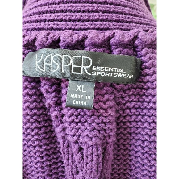 Kasper Women's Purple Acrylic Short Sleeve High Neck Knit Sweater Size X-Large - Picture 7 of 9